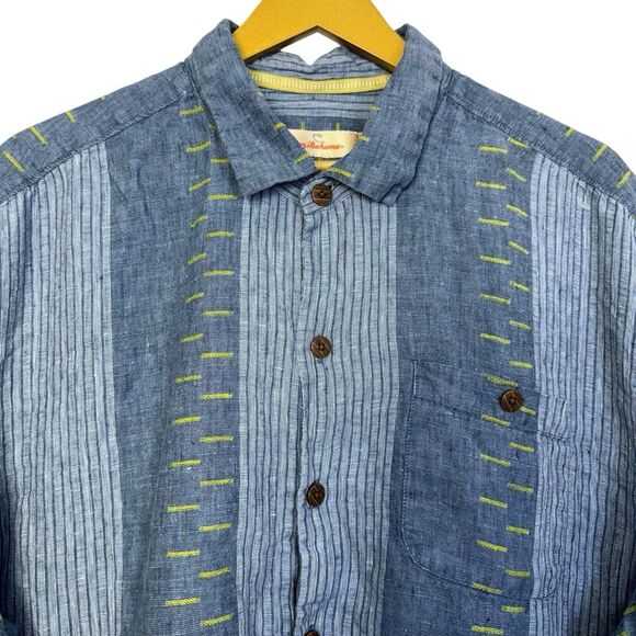 Tommy Bahama Shirt Mens XL Blue Linen Blend Short Sleeve Preppy Resort Old Money - Picture 3 of 11